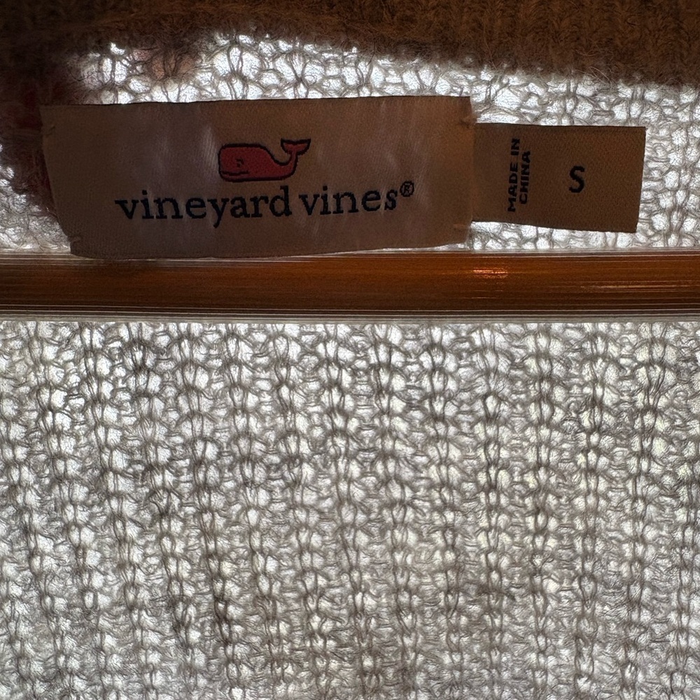 Vineyard Vines Women’s Gray Wool Blend Open Knit Longline Cardigan Sweater Sz S - Picture 2 of 16